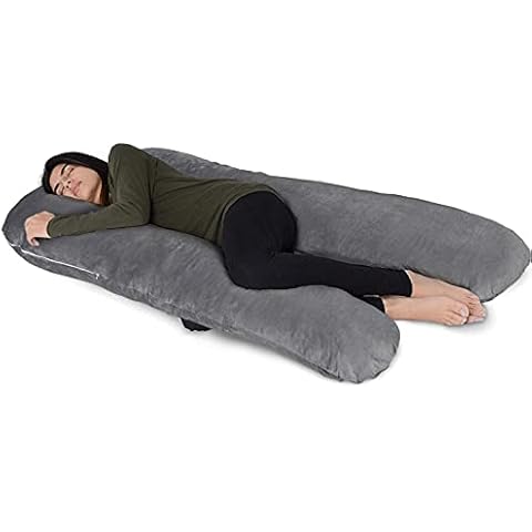 Milliard Pregnancy Pillow, Full Body Maternity Pillow - Memory Foam Comfort for Sleeping, Elevating Legs, Supporting Back and Belly, Side, Front & Stomach, Grey Removable Washable Cover Cover