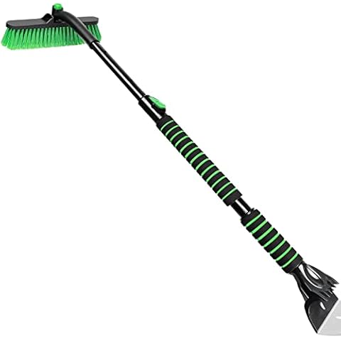 SEAAES 112CM Ice Scraper and Snow Brush for Car Windshield, Snow Brushs Extendable and Detachable Foam Grip Snow Brush with Squeegee, Snow Removal Brush for Truck SUV Vehicle Window Cover