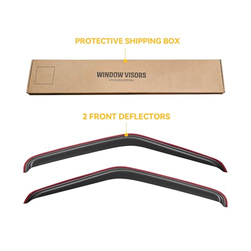 Image of in-Channel Window Visor for 1992-2006 Ford E-150 E-250 E-350 E-450 E-550 / E150 E250 E350 E450 E550, Rain Guards Shields Vent Deflector Shade Wind Dark Smoke for 92-96 Ford Econoline Van, 2PCS