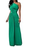 Material:This dress is made of quality fabric 90%Polyester+10%Spandex, soft, shiny, stretchy and comfortable. Feature:sleeveless,one shoulder,tie front,twist detail at the waist,long dress,floor length,ruched,bodycon dress for women. Occasion:Suitabl...