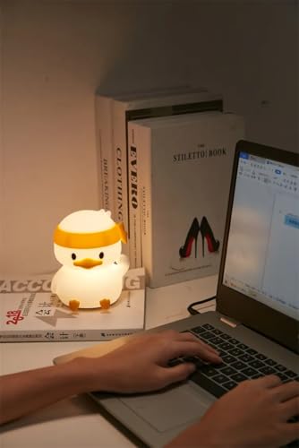 Image of Heavy Quality Soft Silicone Kids Night Lights Lamps for Decoration Warm Dimmable USB Rechargeable Lamps Touch Control Sensor Duck Lamp for Baby Room /Bedroom /Living Room /Home