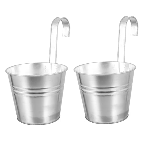 NOLITOY 2 Stück Hängetopf aus Eisen Originalfarbe Blumentopf Vintage Pflanzkübel Balkon Dekoration für Wohnzimmer Schlafzimmer Geschenk