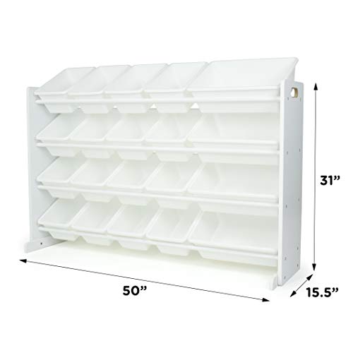 image for Humble Crew Extra-Large Toy Organizer with 20 Plastic Bins – White/W