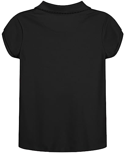 Image of Nautica Girls' School Uniform Short Sleeve Polo Shirt, Button Closure, Soft Pique Fabric