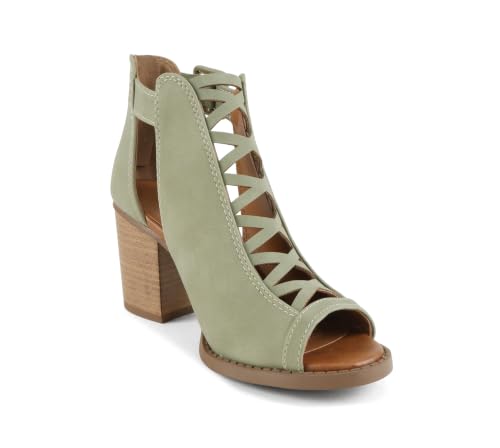 Image of Soda Aran ~ Women Open Toe Crisscross Straps Back Zipper High Heel Fashion Sandal with Adjustable Ankle Strap