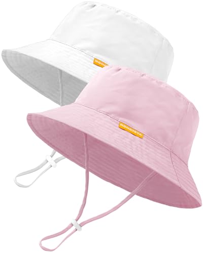 Image of Baby Sun Hat Kids Summer UPF 50+ Toddler Bucket Hat Wide Brim Adjustable Beach Hats for Boys Girls Age 0-6 Years