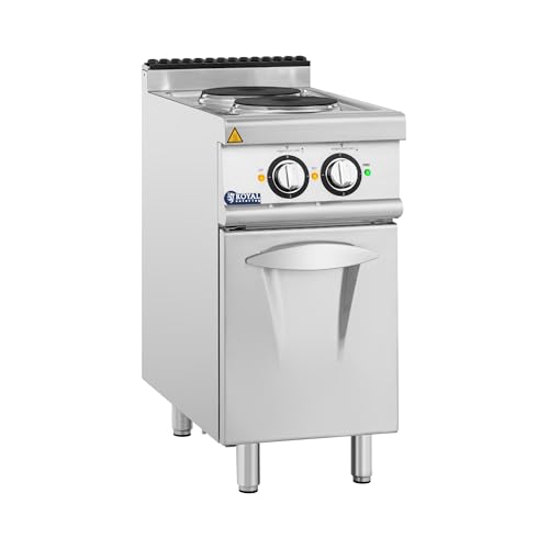 Royal Catering Cuisinière électrique professionnelle 5,2 kW avec 2 plaques et armoire intégrée - Gazinière électrique