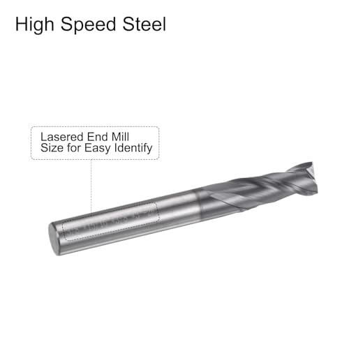 Image of uxcell End Mill 3 /8 inch x 15 /16 inch 2 Flutes Spiral Helical Groove Tungsten Steel Straight Shank CNC Milling Bits