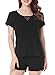 NORA TWIPS Womens Capri Pajama Sets Soft Sleepwear Top with Shorts PJ Set by (Black,XS)
