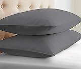 2-Piece- Euroshams ~ Solid Pattern 100% Pima Cotton 500 Thread- Count European Super Soft 2 PC Pillow Cases ( 26 x 26 Inch (66cm x 66cm ) , Elephant Grey)
