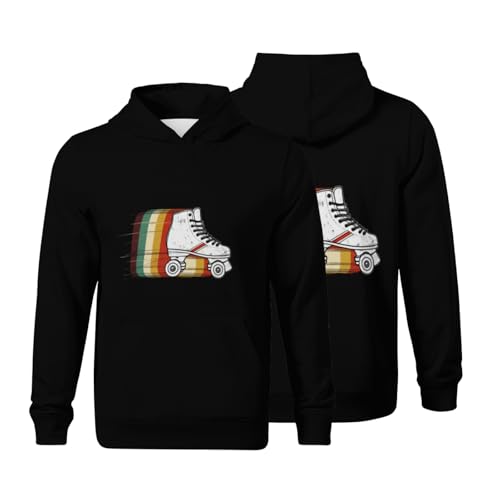 Kids Retro Roller Skate Boys Girls Lightweight Kangaroo Pocket Fleece Hoodies