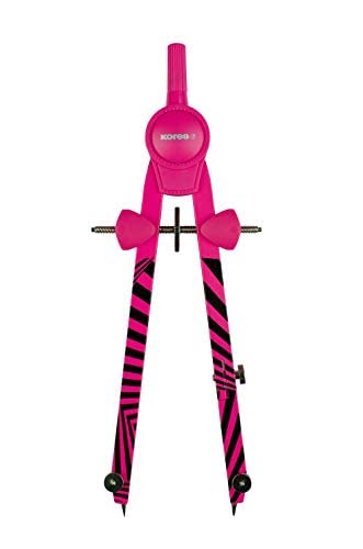 Kores GRAFIKO NEON, Zirkel Metall hochpräzise, schnelle Anpassung, inkl. 1 Stift-Adapter + Mine, im Kunststoff-Etui, farblich sortiert