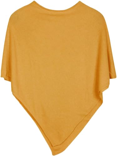 styleBREAKER Suave Poncho de Punto Fino Monocolor, Cuello Redondo, señora 08010042, Color:Amarillo