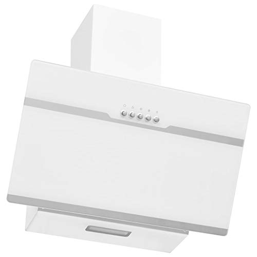 Dunstabzugshaube Abluft Umluft Wandhaube Abzugshaube Kaminabzugshaube Kaminhaube Dunstabzug 258 m³/h 60cm Edelstahl Hartglas Weiß