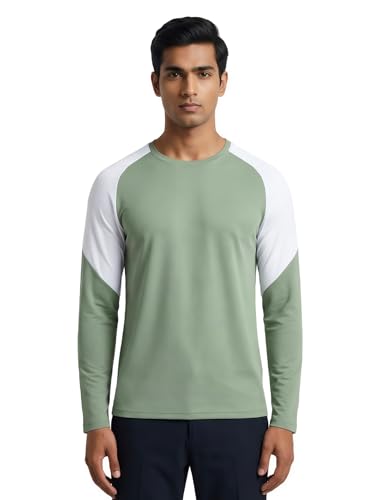 Image of Venzina Men's Long Sleeve Workout Shirt Color Block Quick Dry Athletic Top, Moisture Wicking Fitness & Running Shirt, Breathable Sportswear Tee for Gym, Sports, Casual Wear