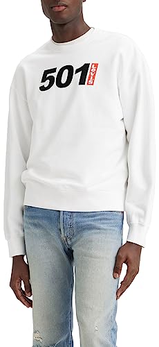 Levi s Relaxd Graphic Crew Sudadera Hombre, 501 Logo Crew White+, L