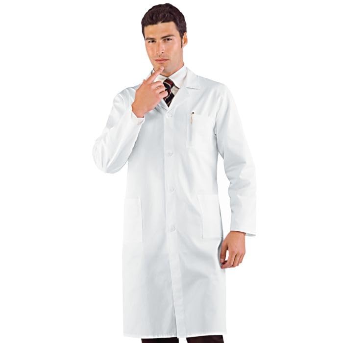 I.sacco Camice Medico Unisex in 100% Cotone Satin (Bianco)