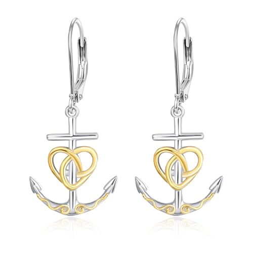 Palpitate Anchor Earrings Dangle Sterling Silver Dangling Earrings for Women Mather day Jewelry Gifts