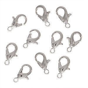 Pack 10 Silver Plated Lobster Clasps