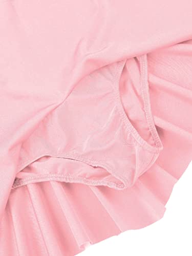 Oyolan Kid Girls Mock Neck Mesh Splice Roller Ice Figure Skating Dress Leotard Ballet Dance Wear Outfit Costumes Pearl Pink 4 Years #TOP4