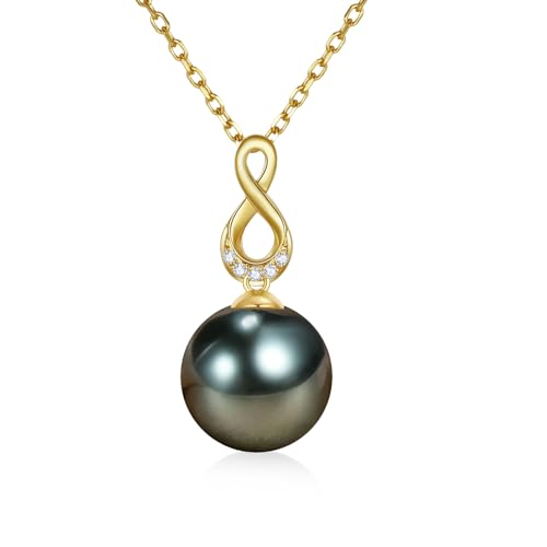 Pendentif perles noires de Tahiti authentiques sur nacre fine et argent 925