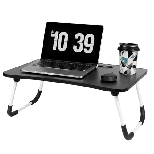 Mesa Para Notebook Portátil Articulada Mdf Grafite Suporte Para Laptop Dobrável Home Office Cama Porta Tablet (Preto)