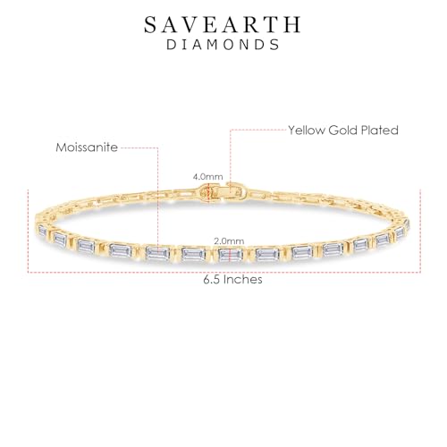 18K Gold Plated Moissanite Tennis Bracelet For Women | 2MM Width Classic Baguette Cut Moissanite Bracelet | Moissanite Stacking Dainty Bracelets for Brides2