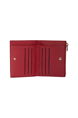 grande 2805 Genuine Leather Small Bifold Wallet For Women Minimalist Wallet Ladies Zippered Mini Purse Small Card Holder (Burgundy)4