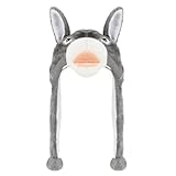 Audaisyly Divertido sombrero de animal de felpa con orejeras, sombreros de forro polar suave lindo gorro de conejo para niños, mujeres y niñas, cosplay, fiesta, regalos de vacaciones (burro)