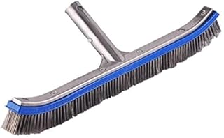 Swimming Pool Brush for Cleaning Pool Walls,Tiles & Floors,Heavy Duty 18" Aluminum Stainless Steel Wire Bristle Pool Scrub Brush for Curved Cleaning Brushes with EZ Clips