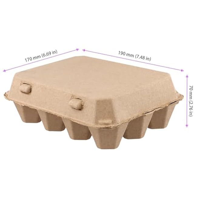 HOIGON 50 PCS 12 Cell Empty Paper Egg Cartons, Sturdy Pulp Fiber Egg Container Holder With Lids, Recycled Cardboard Egg Cartons