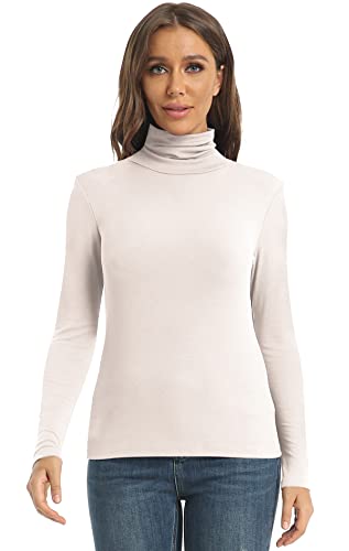 Image of Women's Casual Long Sleeve Turtleneck Tops Slim Fitted Lightweight Base Layer Shirts