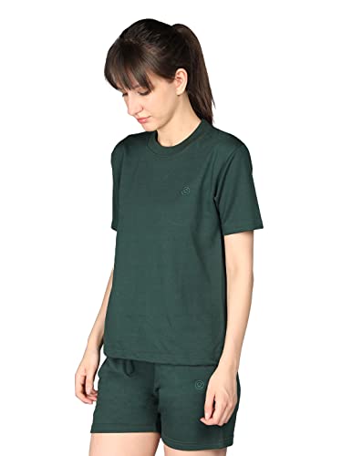 Image of CHKOKKO Women's Terry Cotton Loose Fit Half Sleeve Casual Style T-Shirt
