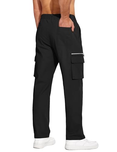 COOFANDY Men's Cotton Cargo Pants Relaxed Fit Elastic Waist Casual Pants Stretch Work Cargo Pant with Pockets3