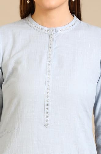 Image of Aurelia Women's Embroidered Cotton Lurex Straight Kurta