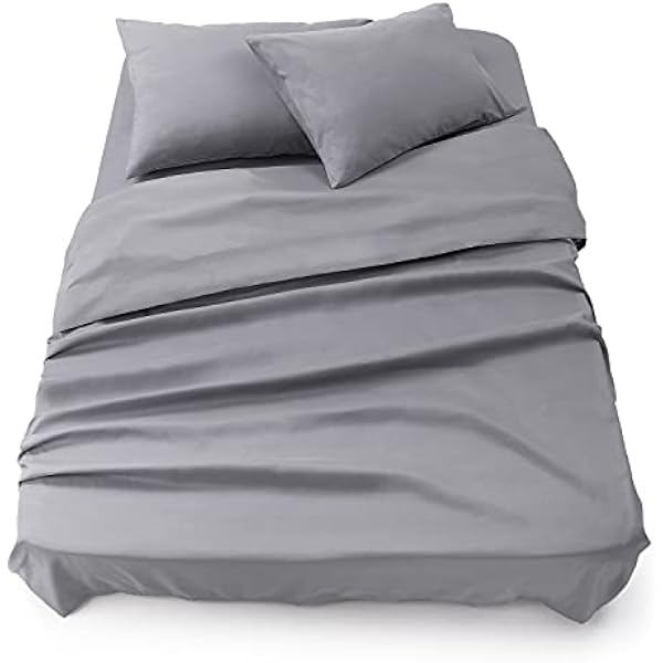 Blumtal® zestaw pościeli 3-częściowy – certyfikat OEKO-TEX – prześcieradło z gumką 160x200x30cm + prześcieradło bez gumki 240x275cm + 2 poszewki 50x80cm – pościel z mikrofibry – szary