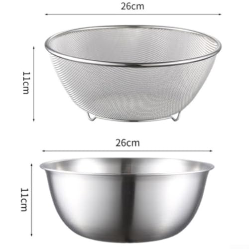 Set de Tazón Mezclador y Colador de Acero Inoxidable 26 cm miniatura 2