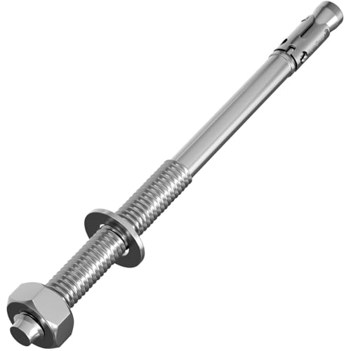 5x Lumonic Schwerlastdübel M10 x 170mm | hochwertige Keilanker verzinkt | Durchsteckmontage, SOFORT BELASTBAR | Betonanker, Schwerlastanker | für Überdachungen, Geländer, Regale, Trennwände