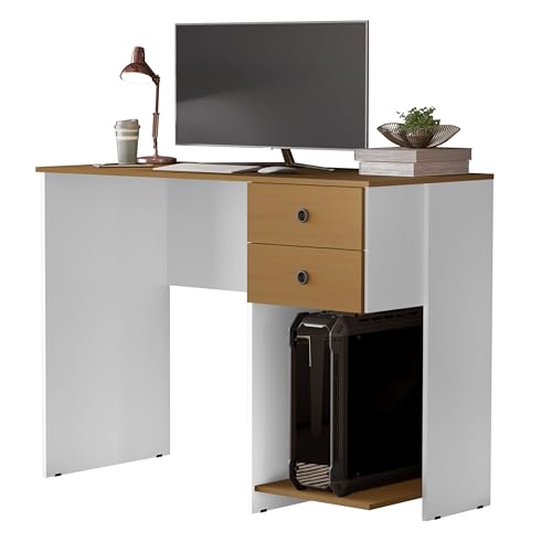 Escrivaninha Mesa de Computador com 2 Gavetas e Suporte para CPU/...