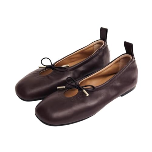 UniqueStride Women Ruched Stretchy Ballet Flats Lace Up Bow Slip On Cute Ballerina Comfort Work Dress Shoes Casual Mary Jane