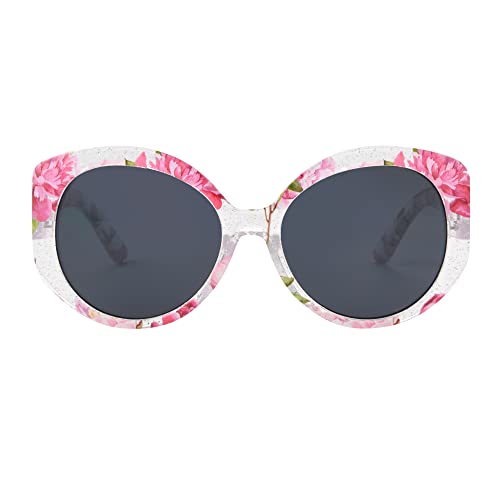 Foster Grant Girls Briar Sunglasses, Crystal Clear With Floral, 48 US2