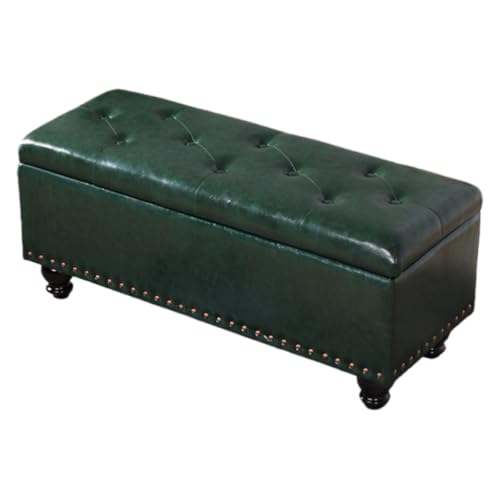 Vzck 収納スツール ストレージチェア 収納ベンチ 大容量収納 ベルベット 足置き 靴交換スツール 収納付き リビング 玄関 寝室適用 脚付き オットマン 寝室の居間の廊下 踏み台 (長さ80cm,濃い緑色)