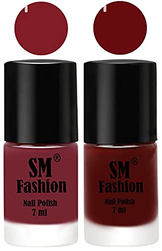 Image of Long Lasting Nail Polish | Nail Paint Combo 7 ml Each) - Set of 2 Lip-Wine Red