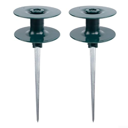 Lot de 2 guides de tuyau d'arrosage avec roue en résine et piquet en zinc pour faciliter le passage du tuyau