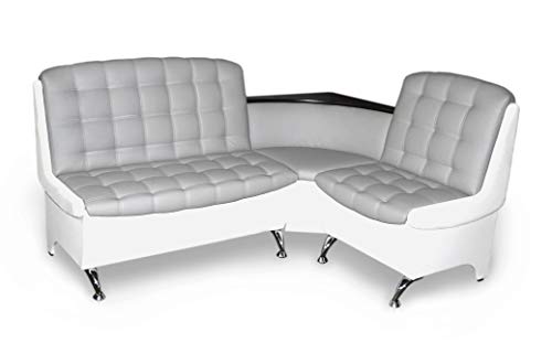 Eckbank Affogato Essecke Sitzbank Grau-Weiß Modern Kunstleder inkl. Ablage...