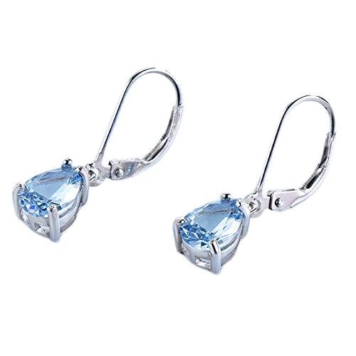 Boucles d'oreilles topaze bleue pour femme, bijoux fins de mariage et Saint-Valentin