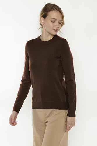 Image of JENNIE LIU Women's 100% Pure Cashmere Crew Neck Sweater, Tight Knit Cozy Soft Hand Washable Long Sleeve Pullover