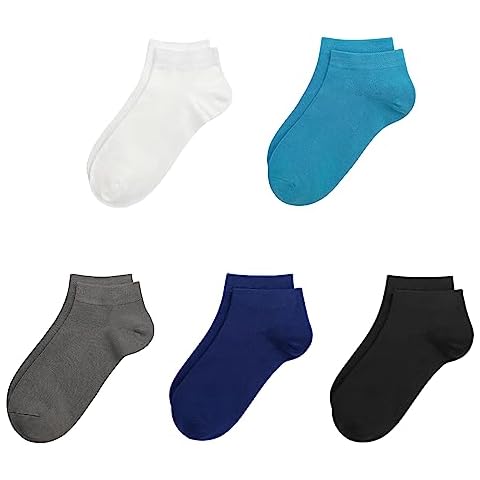 SERISIMPLE Viscose Bamboo School Socks Ankle Super Soft Kids Socks Stretch Cuffs Athletic Socks Odor Resistant Anti-odor 5 Pairs (Medium, Assorted5) Cover