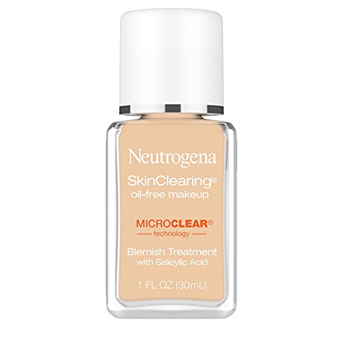 Neutrogena SkinClearing Oil-Free Acne and Blemish Fighting Liquid Foundation with Salicylic Acid Acne Medicine, Shine Controlling, for Acne Prone Skin, 85 Honey, 1 fl. oz