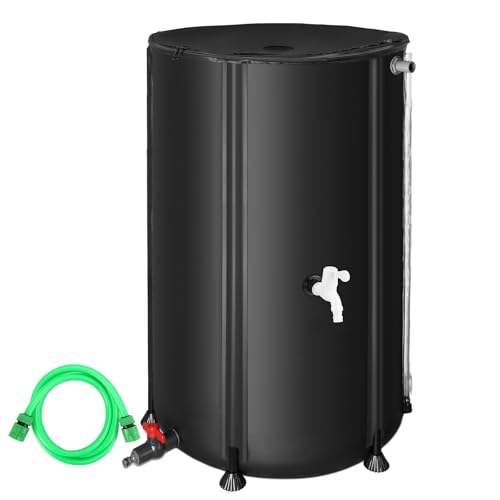 FAMIROSA Regenwassertonne Faltbare Regenwassertank für Garten, 380L Wassertank, Regenwassersammler mit Deckel und Wasserhahn, Regentonne Überlaufschutz Regenfass Wetterfest